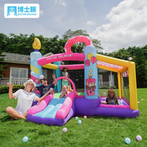  Childrens bouncy castle jumping bed trampoline outdoor small slide large naughty castle square park toy