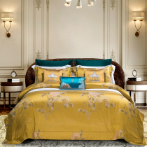 Light and luxurious European-style palace wind color loom large jacquard four-piece set-like board room six-80 pieces of covered bedding