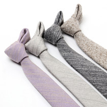 Japanese simple Nordic narrow version cotton and linen business dress casual Joker college style tie mens box 6CM