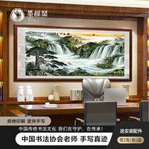 Ancient Chinese painting landscape painting Fengshui leaning on mountain chart Living room Conference room Decorative Painting office calligraphy and painting