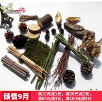 (Day special) Pine fruit dried flower rabbit tail grass forest set Taobao shop photography props round wood Lotus