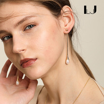 little joys925 silver gold-plated long water drop pearl earrings natural freshwater pearl temperament simple Female