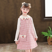 Girl dress autumn 2021 New sweater skirt vest dress winter children Foreign style girl suit skirt Autumn Winter