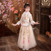 Childrens Hanfu Autumn and Winter clothing Super Fairy Childrens New Year Tang Clothing New Years Clothing Baby Chinese style ancient clothing New Years clothing thickened