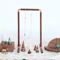 Black Walnuts Necklace SHOW SHELF SHOP DISPLAY SHOOTING PROPS DECORATION RACK RETRO BRASS SOLID WOOD ORNAMENT SHELF