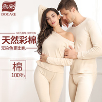 Autumn clothes and trousers womens cotton set thin cotton thermal underwear mens bottom half high collar cotton sweater womens Cotton