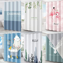Punch-free bath curtain cloth suit thickened waterproof hanging curtain bathroom curtain toilet shower room partition curtain door blinds curtains