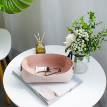 MZao Nordic minimalist PU leather containing box set items Desktop mouth red Jewelry Key Living Room Bedroom Creative Boutique