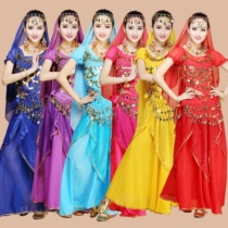Special price India dance performance Belly Leather Dance Suit Summer Dress Highlights New Short Sleeve Dance Snowspun Practice Suit