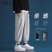 Autumn Winter Pants Male Korean version Trend 100 lap with suede bunches Pants Loose Casual Long Pants Winter Grey Sports Sweatpants