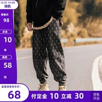 Purify eyeball homemade Plaid ins overalls mens Tide brand loose hiphop bunches feet Harlan casual pants