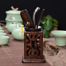 Tea Lane Six Gentlemen 6 Suits Black Sandalwood Tea Clip Tea Spoon Solid Wood Utilita Tea Furniture Accessories Whole Set Of Chicken Wings Wood Tweezers