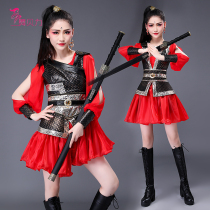 Ancient costumes dance clothes womens drums costumes womens generals modern dance Chinese style womens group costumes