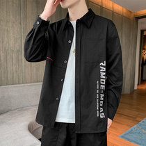 Shirt mens coat spring and autumn Joker casual handsome tooling long sleeve shirt mens clothing Tide brand autumn clothes