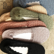 Request Dispensers Summer Light Mouth Invisible Socks Womens Thin Section Day Ensemble Abstract Literary silicone Anti-slip Hollowed-out Lace Boat Socks