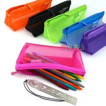 Long Sloan Simple hipster Transparent Mesh Creative Test Pen Bag Triangle Stationery Box Male and Female Pencil Case
