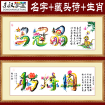 Name painting Tibetan head poem board pen calligraphy and painting Dragon Phoenix flower and bird characters Chinese calligraphy Eastern Han school private Chinese character customization