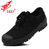 3537 Jiefang Shoes Mens Black Training Shoes Wear-resistant Construction Labor Canvas Labor Protection Rubber Shoes Military Training Four Seasons Shoes
