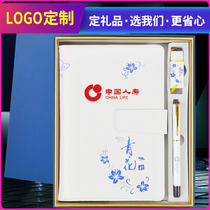 Vintage Chinese style blue and white porcelain notebook custom gift box set Business gift notebook notepad printing word art office meeting minutes This furniture set custom printed LOGO to send customers