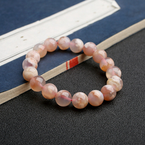 Crystal coffee natural 6A grade cherry blossom agate bracelet Ice seed floating flower ocean chalcedony bracelet female recruit peach blossom popular