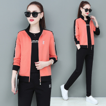BBQ casual sports suit womens three-piece spring and autumn new 2020 large size loose fashion sweater tide brand