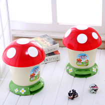  Creative mushroom trash can feet childrens stepping trash can with lid cute household toilet garbage basket with lid small