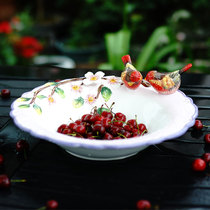 Red Nestle Ceramic Fruit Pantry American Fruit Pan-Style Big Fruit Pan Tea Dot Home Plate Decorated Cutlery Dinner Plate