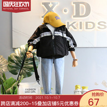 Brand childrens clothing 2019 spring new girl small casual letter webbing decoration wide version short jacket