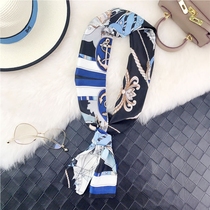 2019 Korean autumn and winter new fashion all-match small scarf small silk scarf scarf simulation silk satin long scarf female