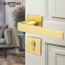 New Chinese style room door lock Magnetic mute split indoor solid wood household gold brushed universal door handle lock