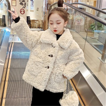 Next win girl Lamb hair coat foreign thick 2021 new childrens down jacket children Winter Korean version