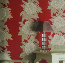 UK Imported Pure Paper Wallpaper Blue Green Large Red Moose Modern Personality Hyperbolic Large Flower Living Room Bedroom Background Wallpaper