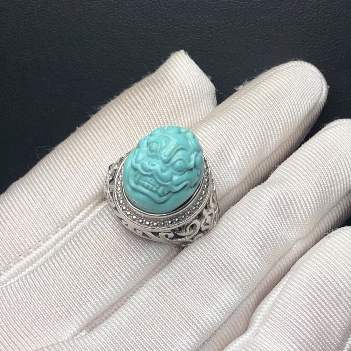 Boutique High Porcelain Turquoise Pixiu Ring