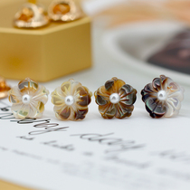 Natural shell flower anti-light dark buckle small collar pin shirt V collar knitted upper fixed buckle cardigan small pin