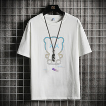 Short sleeve T-shirt mens clothes summer 2021 new trendy brand trend half sleeve cotton top summer loose base shirt