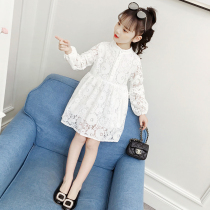 Korean girls spring and autumn dress 2021 New style lace childrens skirt tide long sleeve Korean princess dress