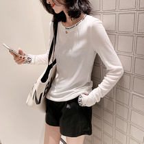 Europe station autumn 2021 new European goods t-shirt tide long-sleeved fashion top with foreign style white base shirt women