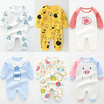 Baby boys pure cotton female baby long sleeve one-piece clothes Harvest newborn clothes 1 year 0 Spring and autumn pyjamas clothes autumn clothing