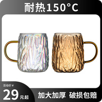 Niche designer Cup ins retro transparent glass water cup female summer Coffee Tea Cup couple high face value