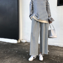 Large size pendant wide-leg pants womens 2022 autumn and winter new loose high-waisted straight-leg pants fat mm thin all-match casual pants