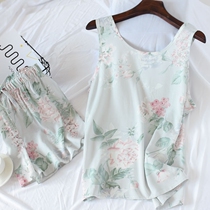 Cool Comfort Pyjamas Womens Summer Slim Fit Silk Vest Shorts Two Suits Sleeveless cotton Home Comforts Youth