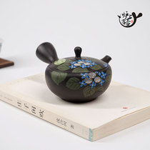 Spot Japan imported Tokoname-yaki Yulong Kiln Umehara Erlang Black mud Pingmaru Kyusu Japanese small teapot Nine palace