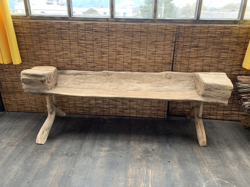 Yunnan weathered wood trough design bench low back solid wood original ecological furniture pastoral courtyard bench rest stool