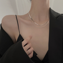 Miss Z Lady Silver Double Necklace 2022 New female pure silver necklace woman advanced design feeling small crowdlock bone chain