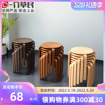 Solid wood Piled Round Stool Household Wooden Bench Fashion Creative Little Stool modern table Bench Round Bench Dining Stool