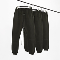 fg essentials fog fear of god double thread dark green drawstring trousers sweatpants tide
