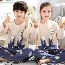 Autumn childrens sleepwear girls zhong da tong Spring and Autumn long sleeve cotton boy baby cotton boys clothing suit