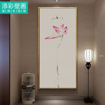 Ink freehand Lotus Chinese painting wallpaper painting heart custom vertical porch study background wallpaper ancient wind wall cloth high-grade