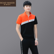 ROADMAKER 2020 summer new Korean ins wind sportswear mens casual suit two-piece set men