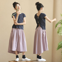 Girl Dovetail Half Body Skirt Summer Long Skirt 2022 New CUHK Child Pure Cotton Child Thin Princess Thyme Skirt